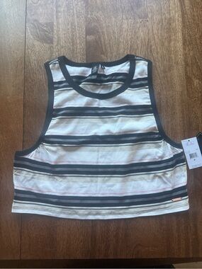 😎 Volcom Striped Tank Top in Black, White & Pink